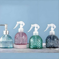Flacon de shampoing rechargeable de 220 ml, distributeur de savon pour les mains en verre et distributeur de mousse avec pompe dorée et argentée