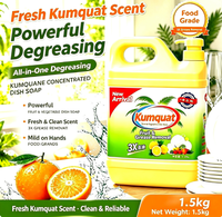 Détergent kumquat 1.5Kg, liquide vaisselle dégraissant pour fruits, légumes, vaisselle et cuisine domestique