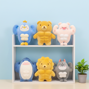 Jouets en peluche créatifs Lion, Ours, Cochon, Pingouin, Poussin, Husky, en coton PP, matériau en peluche courte, 31cm-50cm - Product Image 3