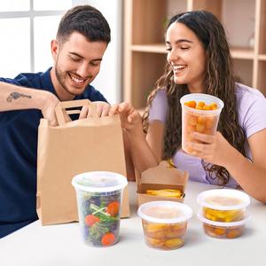 8Oz & 16Oz Airtight Microwaveable <b>Freezer</b> Dishwasher Safe Reusable Food Storage Containers Combo <b>Pack</b> Lids - Product Image 3
