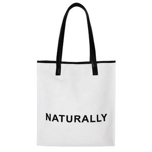 New arrival <b>white</b> color recycled cotton canvas <b>tote</b> <b>bag</b> with printed for ladies - Product Image 1