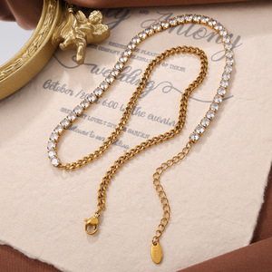 Collier en zircon complet de style européen et américain, chaîne en or minimaliste, chaîne de clavicule pour femme, usage quotidien, directement de l'usine de Dongguan - Product Image 2