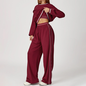 Abito Casual autunno/inverno da donna con maglione a contrasto e pantaloni sportivi sopra il ginocchio comodo Top di moda Outdoor - Product Image 6