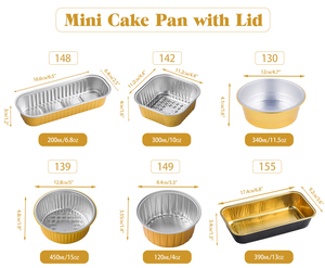 Square 300ml Disposable Aluminum Foil Loaf Cake Baking <strong>Pans</strong> Dessert Cup Aluminum Foil Mini Cake <strong>Pans</strong> <strong>with</strong> <strong>Lids</strong> - Product Image 4