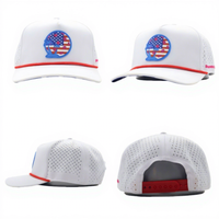Gorra de Béisbol Personalizada de 5 Paneles con Parche de PVC y Logotipo, Gorras de Golf Impermeables con Perforaciones Cortadas a Láser, Gorra de Golf de Poliéster Verde con Cordón