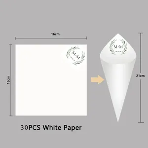 Conos de confeti de papel blanco personalizados al por mayor nombres personalizados <span class=keywords><strong>fechas</strong></span> para bodas despedida de soltera fiestas de graduación Acción de Gracias - Product Image 3
