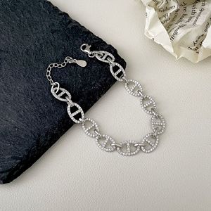 S925 Sterling Silver Diamond Pig Nose <b>Bracelet</b> For Women <b>Adjustable</b> Chain Link Jewelry Everyday Wear - Product Image 2