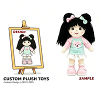 Peluche personnalisée, jouet en peluche doux, poupée de personnage fille aux cheveux noirs pour cadeau promotionnel, peluche personnalisée