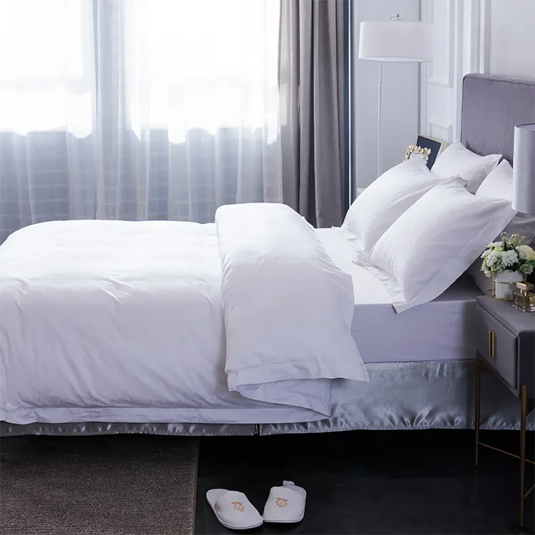 Boutique Hotel Perfect Linen 100% Cotton Jacquard Pattern Luxury Hotel Duvet Set Cover Pillow Case Requirement