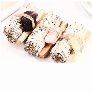 Bundles de sauge blanche Sauge bleue Fleur de lavande Bâton Dragon Sang Sauge Cristal Bénédictions Palo Santo Encens Religieux - Product Image 4
