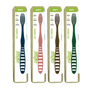 Brosse à dents en plastique rétro, Logo personnalisé, bon marché, en paille de blé, pour adulte, voyage - Product Image 1