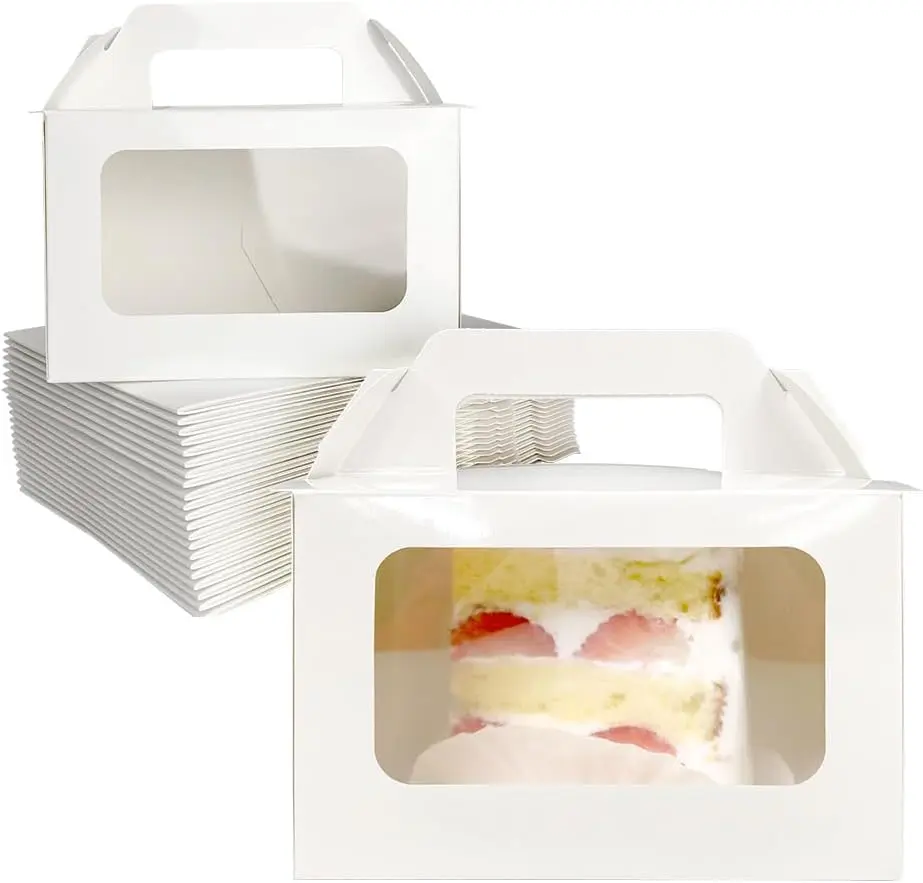 2023 علبة كعكة مقلمة بتصميم مخصص آمنة على الغذاء علبة تعبئة كعكة عيد ميلاد نظيفة بجزء شفاف علبة تعبئة مخبوزات