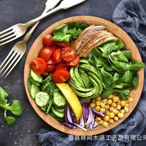 Wooden Round Serving <b>Tray</b> For Restaurant Food Display And <b>Dinner</b> Plates Made Of Eco Friendly Wood - Product Image 2