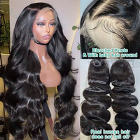 Perruques Lace Frontal sans colle Full HD de 30, 32, 34, 36, 38, 40, 50 pouces en cheveux humains bruts, dentelle transparente, cheveux péruviens
