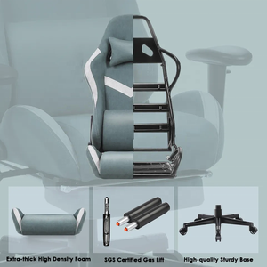 Neuankömmling Sedia Da Gaming <span class=keywords><strong>Georgia</strong></span> Alcantara Leder Stoff <span class=keywords><strong>Massage</strong></span> Lendenwirbel stütze Günstige Cadeira Gamer Gaming Stuhl für PC-Spiel - Product Image 3