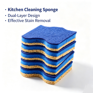 Wavy Dual Layer Kitchen Sponge Non <b>Scratch</b> Scouring <b>Pad</b> High Absorbency Cellulose Cleaning Sponge for Dishware Countertops - Product Image 3