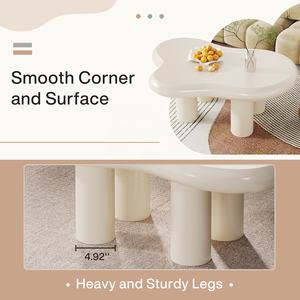 39,4 "Moderner Couch tisch, süßer cremefarbener Couch tisch mit 4 festen Beinen, <span class=keywords><strong>funky</strong></span> minimalisti scher Tee tisch (weiß) für Wohnzimmer - Product Image 5