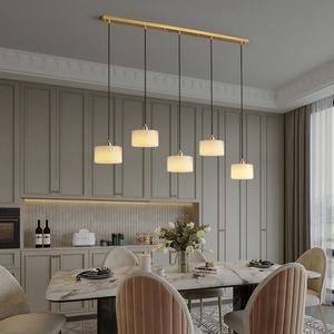Spanish Marble Pendant <b>Light</b> Multi Head Led Chandelier For Villa Staircase And Lobby Luxury Copper Design - Product Image 2
