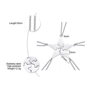 <span class=keywords><strong>Pendentif</strong></span> puzzle étoile pentagramme gravé sur mesure, 5 pièces, lien en acier inoxydable pour collier d'amitié, famille, frères, sœurs - Product Image 4