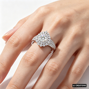 Bague de fiançailles en or massif 925/10K/14K/18K sur mesure avec diamant rond brillant de 1,0 carat de qualité VVS-VS, cultivé en laboratoire. - Product Image 4