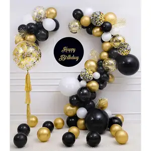 Латексные воздушные шары, черные золотые воздушные шары конфетти, украшения для выпускного дня рождения, свадьбы, вечеринки, оптовая продажа