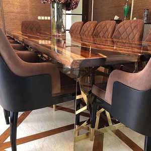 <span class=keywords><strong>Tavolo</strong></span> da Pranzo di Lusso in Legno Massello di Alta Qualità con <span class=keywords><strong>Resina</strong></span> Epossidica <span class=keywords><strong>Nera</strong></span> per Ristorante - Product Image 2