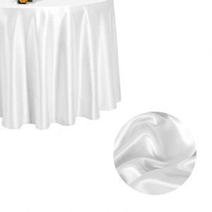 Custom Satin <b>Round</b> Printed White Luxury Wedding Party <b>Table</b> <b>Cloth</b> for Banquet - Product Image 5