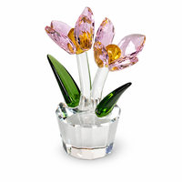 Figurine de fleur de tulipe en cristal, ornement en verre de cristal, décoration d'intérieur, cadeau de mariage pour elle, décoration de bureau à facettes WDY-0504