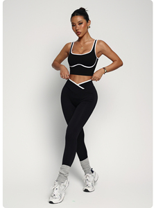 Conjunto Deportivo Personalizado con Logotipo para Mujer, Chaleco sin Mangas con Bloques de Color, Pantalones para Correr, Ropa Deportiva de Secado Rápido, Cómoda para Yoga y Fitness - Product Image 2