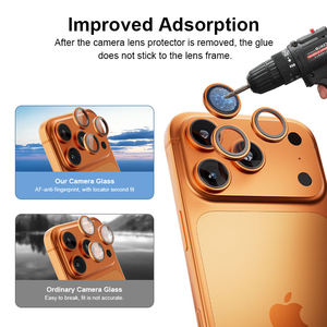Protection d'objectif d'appareil photo AR transparente OEM pour téléphone portable avec localisateur d'installation pour iPhone 17 Pro Max - Product Image 3