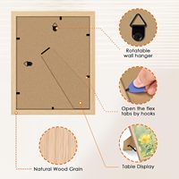 FIXSMITH Cadre photo en plexiglas HD 8x10, lot de 6, avec passe-partouts 5x7 et 8x10, en bois naturel et bois composite, pour affichage mural ou sur table, collage mural