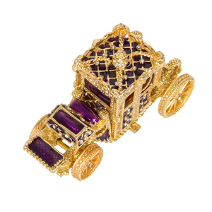 Ornement de bureau classique français en alliage de zinc émaillé, représentant une calèche royale - Product Image 5