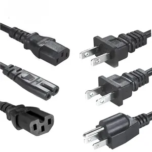 Kabel daya komputer IEC 2pin 3pin C5 C7 C13 NEMA jalur kabel US untuk peralatan rumah 3FT 4FT 5FT 6FT 7FT 8FT steker sekering