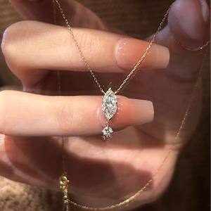 Collar de Plata de Ley S925 con Zirconia Cúbica en Forma de Gota de Agua, Estilo Minimalista, Lujoso, Sensación de Alta Gama, Diamante Ojo de Caballo, Dulce y Elegante - Product Image 1