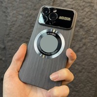 Il convient à l'étui de téléphone portable IPhone15ProMax avec grande fenêtre Grain de bois magnétique 13 étui de protection miroir 14