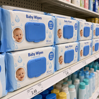 Lingettes pour bébé OEM avec logo personnalisé, 99,9% d'eau pure, hypoallergéniques, sans alcool, douces, non tissées, lingettes organiques pour bébés