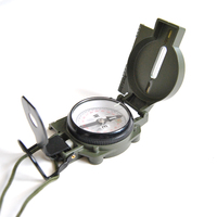Boussole tactique portable en alliage d'aluminium vert armée, avec pointeur lumineux, légère et étanche