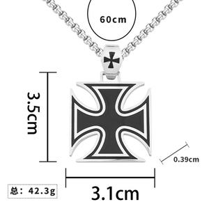 จี้กางเขนแบบไม่ซีดจาง สแตนเลส 316L ไทเทเนียมสตีลเคลือบเอนาเมลสไตล์วินเทจ สร้อยคอจี้กางเขนแฟชั่นสำหรับผู้ชาย - Product Image 3