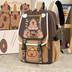 Büyük kapasiteli hafif Capybara erkekler için sırt çantası kızlar yeni sevimli karikatür tasarım omurga koruma fermuar kapatma naylon astar - Product Image 2