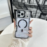 Nouvelle arrivée : Coque de téléphone colorée anti-chute magnétique avec support d'appareil photo en époxy transparent et paillettes diamantées pour SAM S26 FE