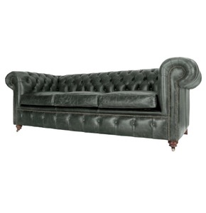 โซฟาเชสเตอร์ฟิลด์สไตล์วินเทจ 3 ที่นั่ง หนังแท้ ตกแต่งกระดุมหรูหรา เฟอร์นิเจอร์ห้องนั่งเล่นสุดหรู ดีไซน์สง่างามเหนือกาลเวลา - Product Image 2