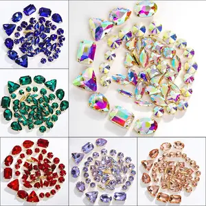 Mix shape four-point stainless steel claw loose sew on crystal stone glass DIY rhinestone with claw