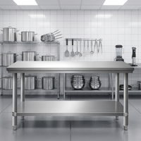 Commerciële keukenuitrusting 304 roestvrijstalen werktafel zware werkbank werktafel industriële constructie voor restaurants