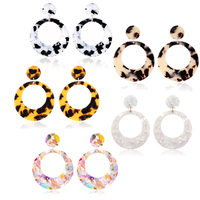 Acrylique écaille de tortue géométrique boucles d'oreilles résine acétate goutte boucles d'oreilles tacheté cerceau rond boucle d'oreille bijoux de mode