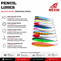 Échantillon Gratuit Leurre Flottant Rigide Red Eyeds Naked Printed Pencil Lure pour Pêche en Eau Salée et Rivière, Longue Portée, en ABS, Vente en Gros