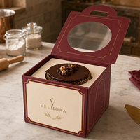 Boîtes à gâteaux en gros avec base et couvercle à fenêtre transparente, emballage pour gâteaux d'anniversaire, boîte carrée pour boulangerie, emballage personnalisé pour gâteaux à la crème avec logo
