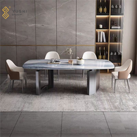 Yushi Group ensemble de meubles de salle à manger moderne de luxe 6-8 places maison salle à manger avec table en marbre chaise en verre pour appartement