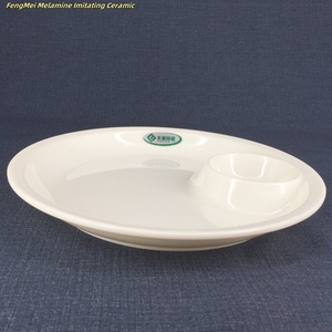 Assiette en mélamine plastique à deux compartiments de haute qualité européenne, blanche, écologique, passe au lave-vaisselle, pour le <span class=keywords><strong>vinaigre</strong></span>, la vaisselle, le petit-déjeuner à la maison - Product Image 4