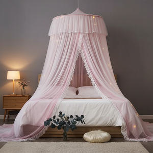 Moustiquaire double couche rose et bleue, rideau <span class=keywords><strong>de</strong></span> lit romantique style princesse royale, pliable, 100% polyester, pour usage domestique - Product Image 3