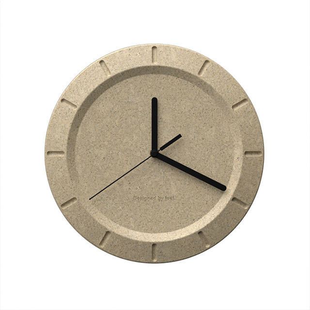 Light Beige Vermiculite Round Wall Clock Silent Quartz Clock for Living Room Bedroom Wall Decor Custom Color Logo Wholesale